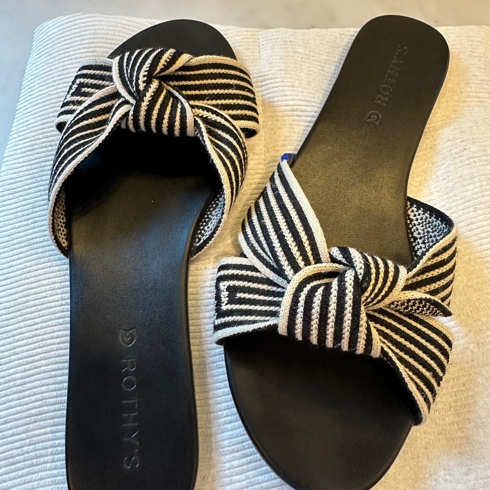 Rothy’s The Hemp Knot Black & Beige Shoe 9.5